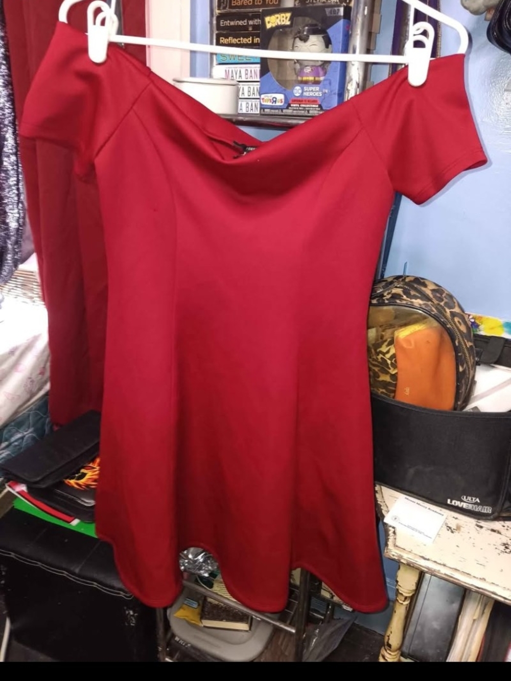 Forever 21 Off-Shoulder Midi Dress in Red